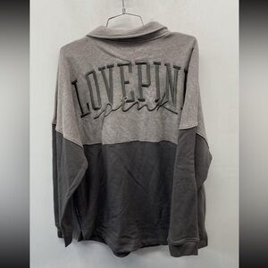 NWT PINK Victoria's Secret Gray Two-Tone 1/4 Zip Jacket.         Sz M